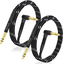 1/4 Inch TRS Cable Right Angle to Straight 2-Pack 6.6FT, 6.35mm Balanced 1/4 ...