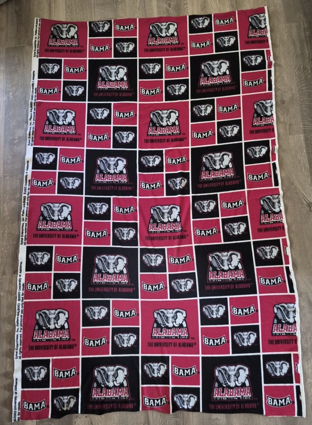 Vintage Sykel Univ of Alabama Crimson Tide 2003 89"x56" Blan