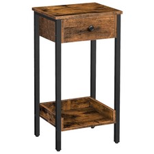 Tall End Table, Nightstand, Industrial Side Table with Drawer and Storage She...