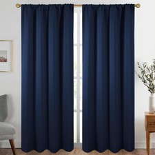 Navy Blue Blackout Curtains for Bedroom and Living Room Thermal Insulated Roo...