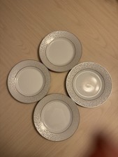 Mikasa Parchment Silver L3438 Fine China Salad Plate 8" Lot Of 4 GUC Fine China