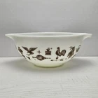 Pyrex Early American Cinderella 443 White Brown  2-1/2 Qt Nesting Mixing Bowl