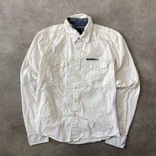 Jack & Jones Button-Up Womens Large Graphic Print Long Sleeve Shirt, White