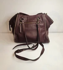 INC International Concepts Hazell Satchel Maroon w/ Gold Studds + Hardware Fall