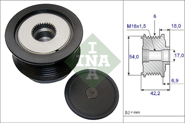 Schaeffler INA Generatorfreilauf 535 0188 10 FüR Opel Saab Z02 A04 Zafira A05 3X-image