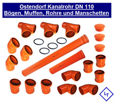 KG Rohr DN 110 100 Kanalrohr Ostendorf Abwasser Bogen Abzweig Muffe Stopfen 1 m