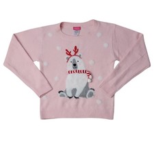 Zunie Girls Holiday Relaxed Fit Soft  Cozy Chenille Sweater Blush, L 10/12 