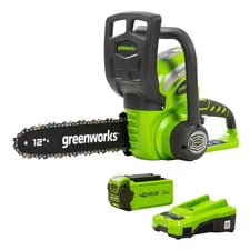 Greenworks 40V 12 inch Cordless Chainsaw 2000219 with 2Ah Battery and Charger