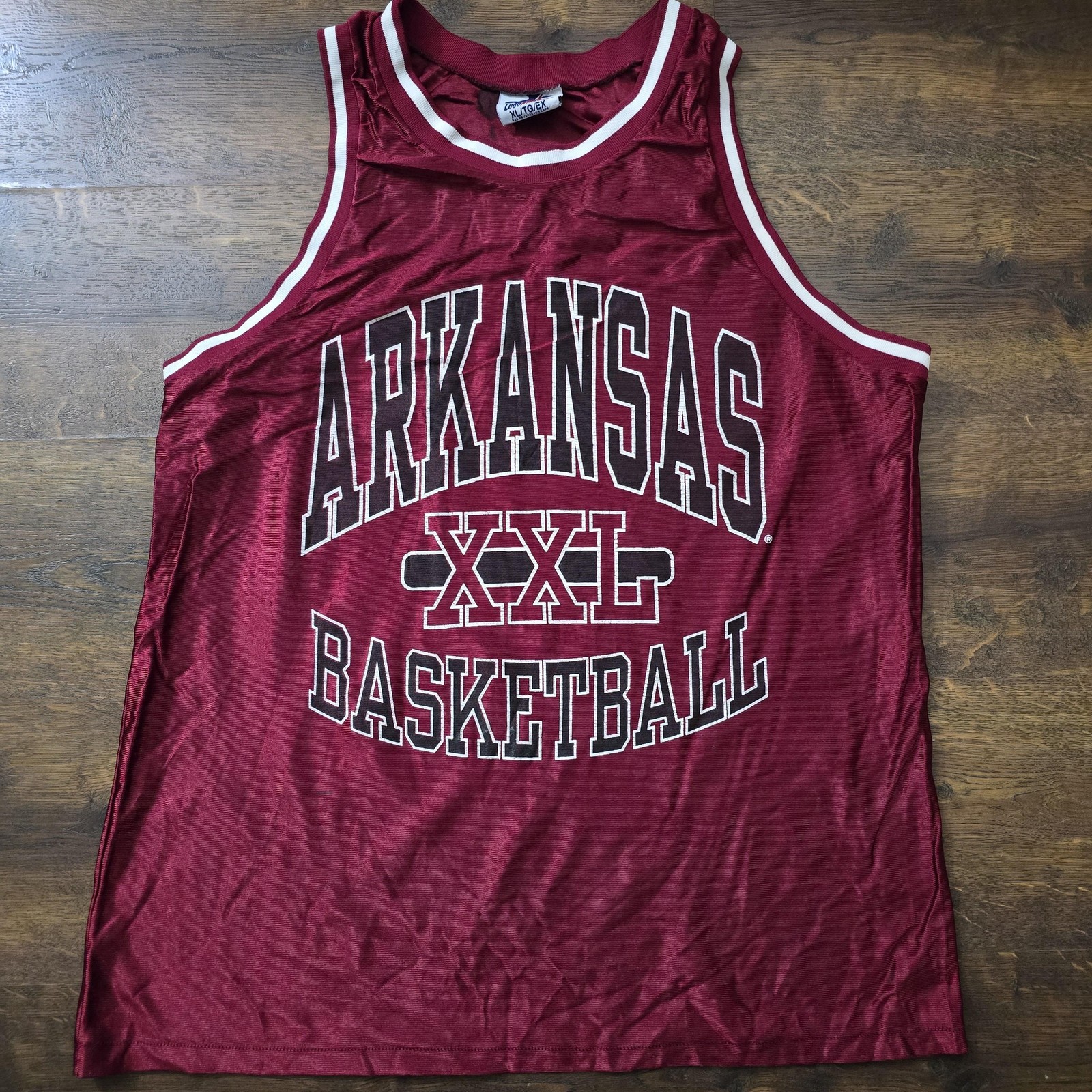 Vintage Arkansas Razorbacks Jersey Mens XL Red NCAA Basketball Logo Athletic 90s