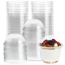 50 Pack 8 oz Clear Plastic Cups with Lids for Dessert, Parfait, Ice Cream Sundae