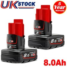 2Pack For MILWAUKEE 12V M12 B6 8.0AH Li-ion Battery 48-11-2440 M12B2 M12B4 M12B5