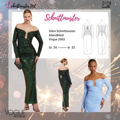 Schnittmuster Damenkleid, Abendkleid Vogue v2063 34-42/44-52