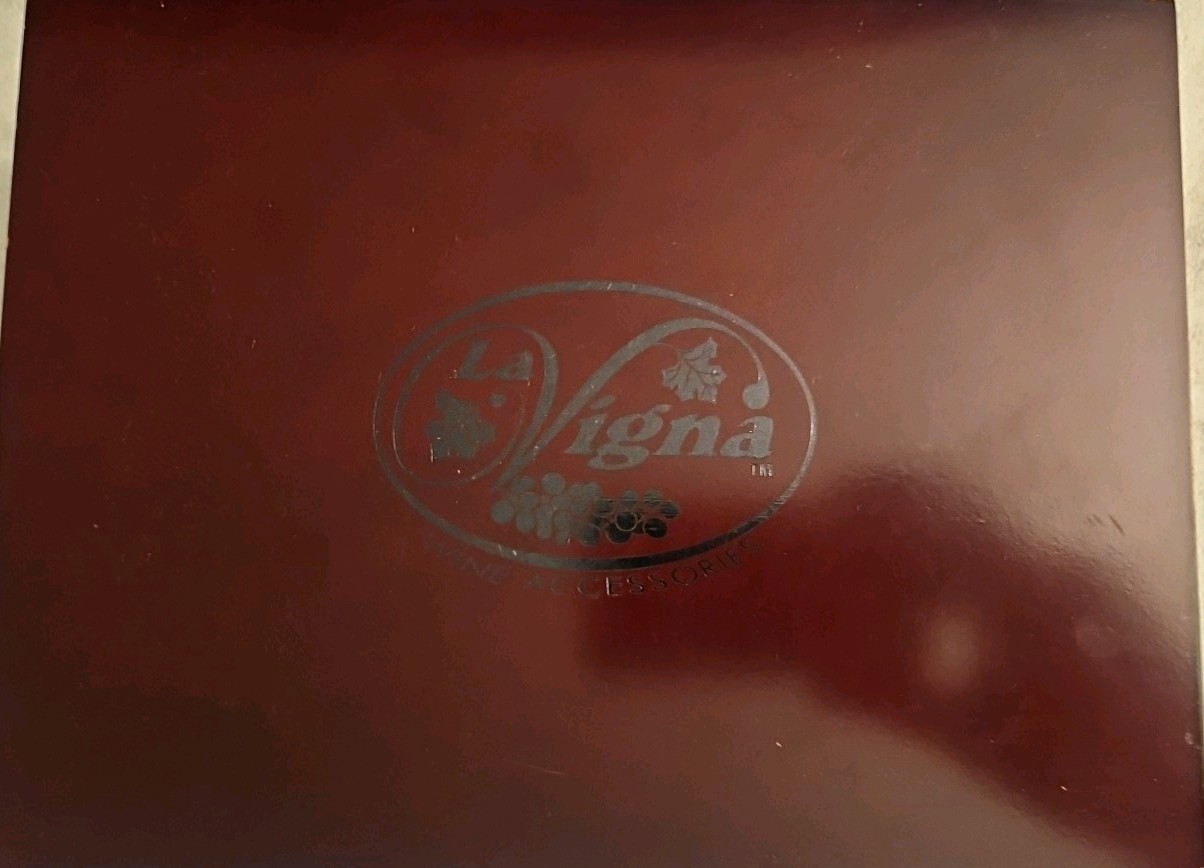 La Vigna Corkscrew Gift Set Wine Accessories In Wooden Box Light Damage See Pic