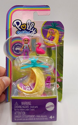 NIB 2022 POLLY POCKET Mini Pineapple Helicopter and Hot Pink Flamingo