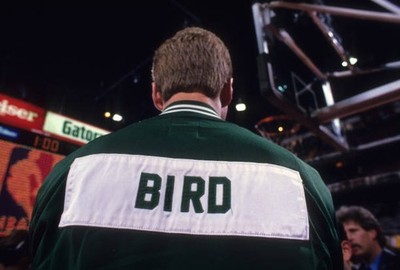 Three Point Shooting Contest Closeup from rear of Boston Celtics L- Old Photo