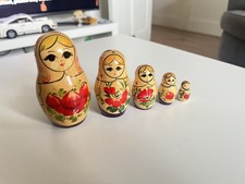 Matryoshka Russian Vintage Wooden Nesting Dolls 5 Piece Set - MINOR DAMAGE