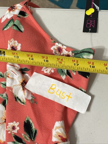 No Boundaries Orange Floral Sundress Adjustable Straps Built-In Padded Bra Sz 3X - Picture 6 of 8