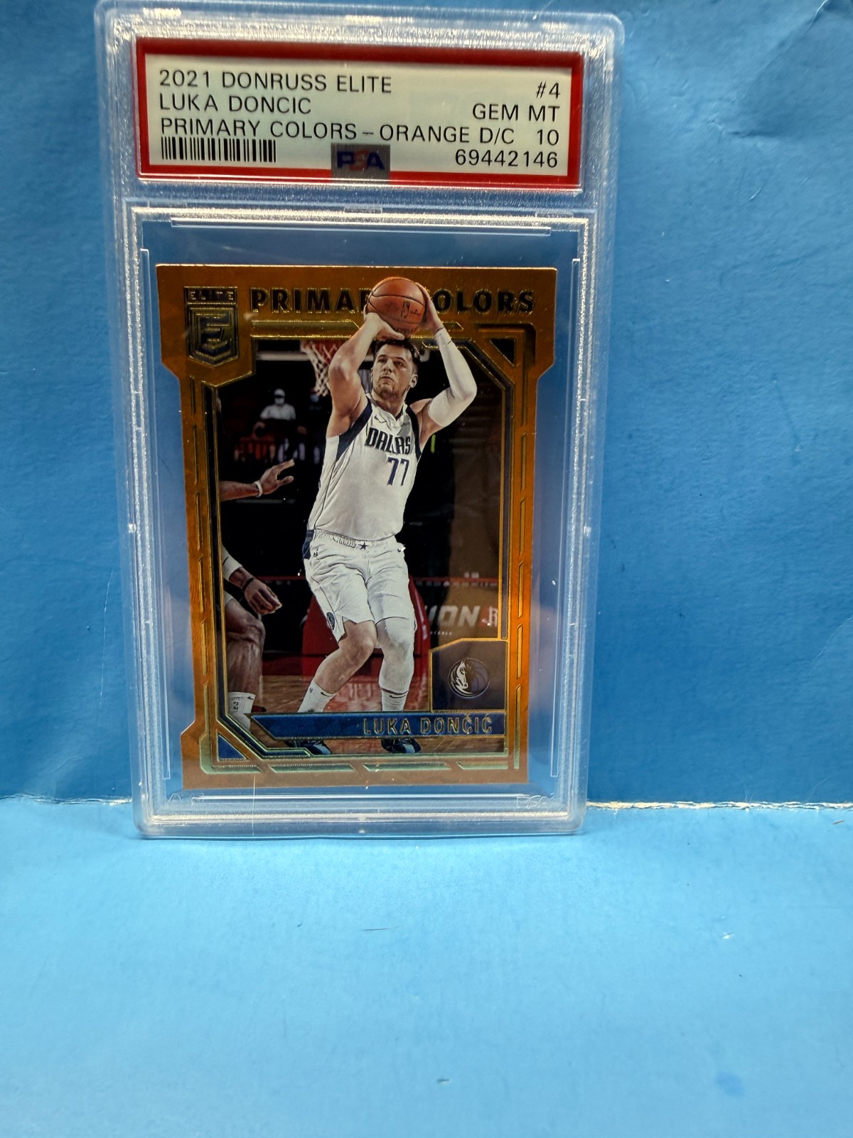 2021 DONRUSS ELITE LUKA DONCIC PRIMARY COLORS-ORANGE D/C PSA GEM MINT 10 view 1