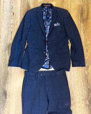 NEXT Tailoring Navy 2 Piece Suit Skinny Fit 36S Jacket 30W 31L