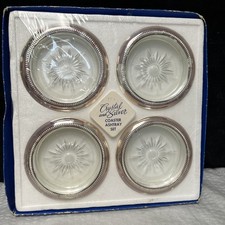 Ancien cendrier sous verre italien Leonard Eales cristal et argent