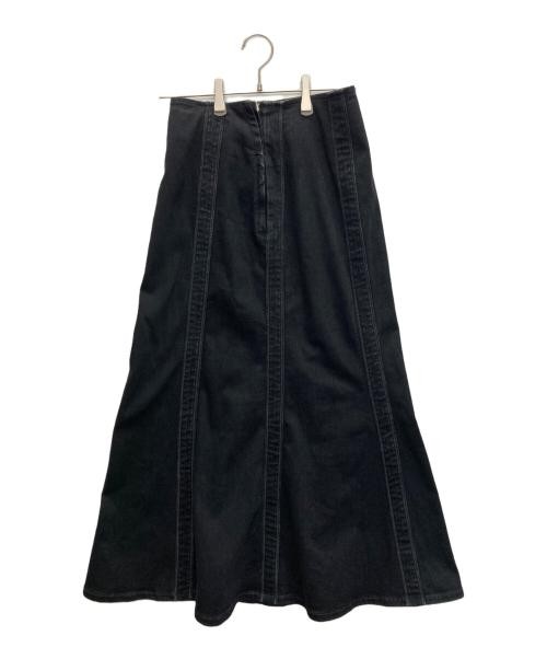 Mermaid Denim Slit Skirt Black Cotton Blend Women's Size 36