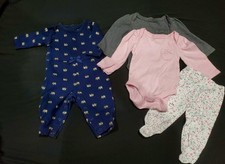 Newborn Girl Lot of 4 Infant Clothes/outfits. Carter's And Cloud Island.