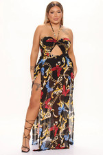 Fashion Nova Dress Yacht Days Maxi Dress - Black/combo 2X