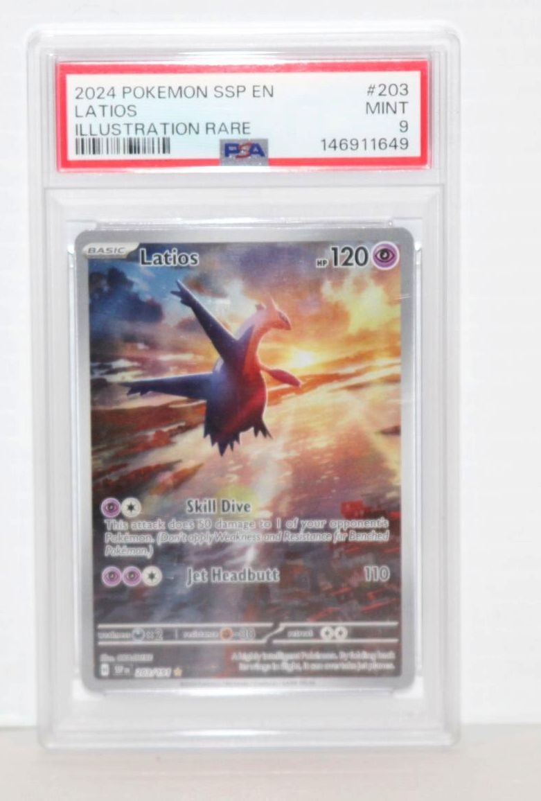 2024 Pokemon Latios #203/191 Surging Sparks Illustration Rare Holo PSA 9 Mint