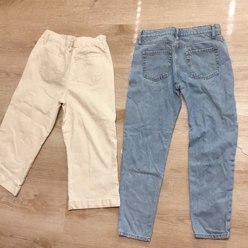 Wonder Nation Cream Jeans 10/12 Plus & Forever 21 Distressed Blue Jeans 9/10 - Picture 6 of 6
