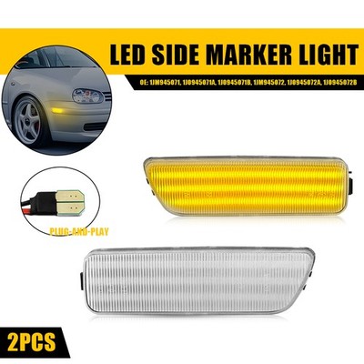 2x Clear Amber LED Front Side Marker Lights For 1999-05 Volkswagen Gen4 Jetta EC