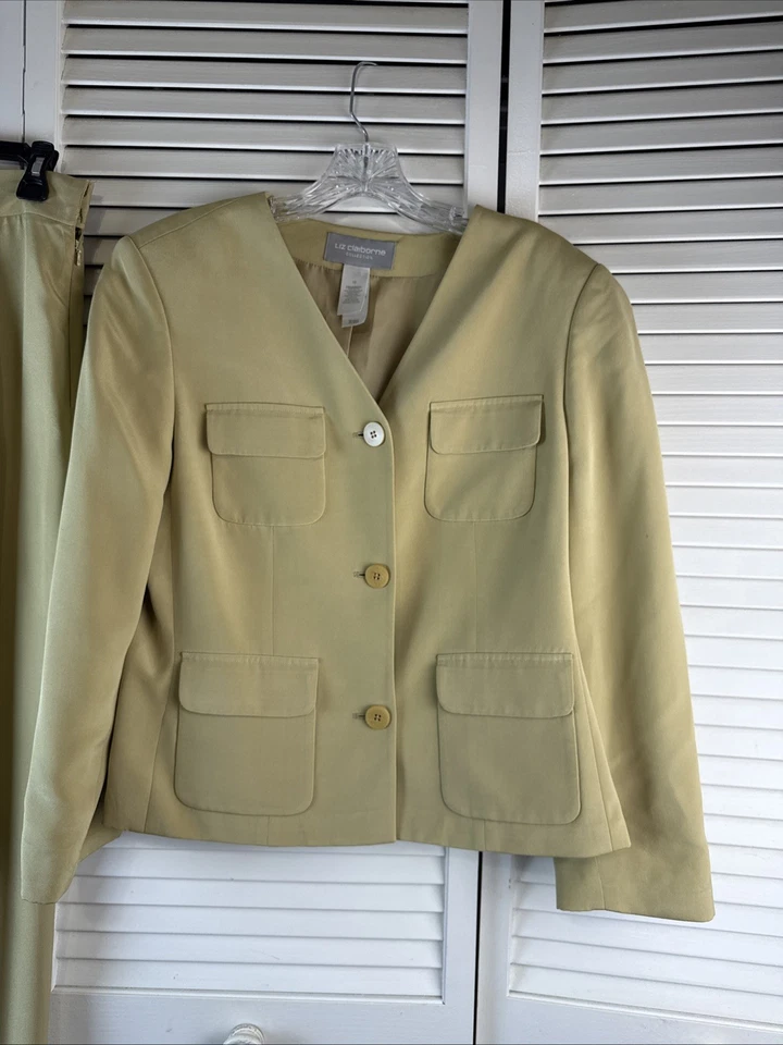 Chaqueta y pantalón traje Liz Caliborne seda tostada talla 10 colección para mujer” Foto 2 de 4