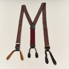 Trafalgar Suspenders Burgundy Ribbon Leather Button Braces Adjustable England