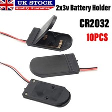 CR2032 2x3v Battery Holder Plastic Coin Cell Case Box with Wire Lead Switch 10PC
