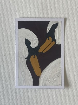 ACEO Original Kunst Schwäne Nahaufnahme Studie Gouache Wildtiere Vögel Gemälde Issy Kent