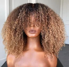 Limited Beauty Ombre Blonde Afro Kinky Curly Wigs Human Hair Brazilian Human ...