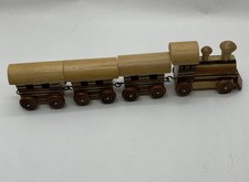 VTG Hand Crafted Wooden Piece Train Set Toy Made From Solid Wood 10 Inch Long