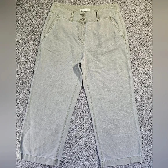 Treasure & Bond "Washed Out Green" Wide Leg Linen Capri Pants Size 4 EUC womens