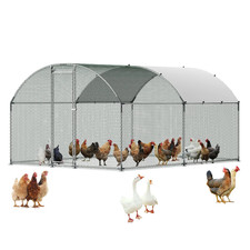 Metal Chicken Coop 9.8x13.1x6.5ft Large Walk-in Poultry Run w/ Cover  Dome Roof
