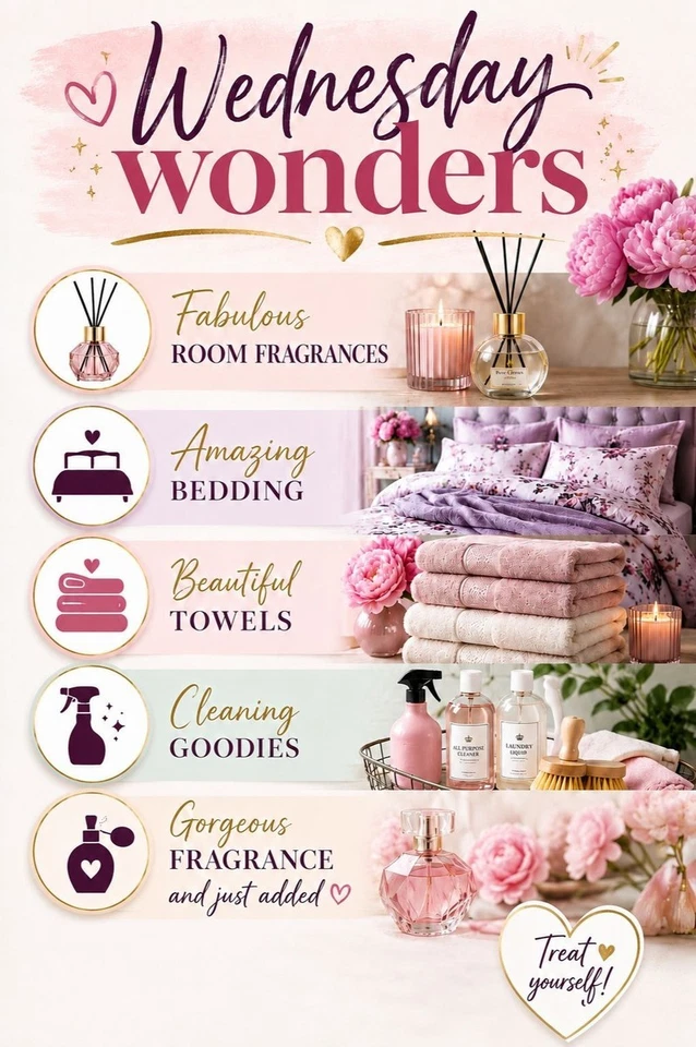 Wednesday wonders- bedding, towels, fragrances, room fragrances