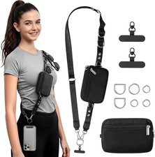 Upgrade Clip and Go Phone Lanyard Crossbody with RFID Shielding Wallet, Lanyard