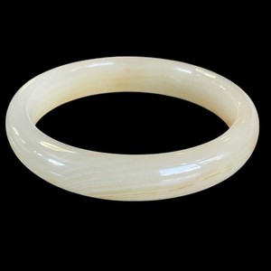 Nephrite Jade Natural Solid Stone Bangle Bracelet Translucent Cream Toffee Swirl