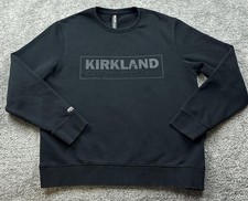Kirkland Signature Sweatshirt Mens Large Black Fleece Crewneck Logo Graphic