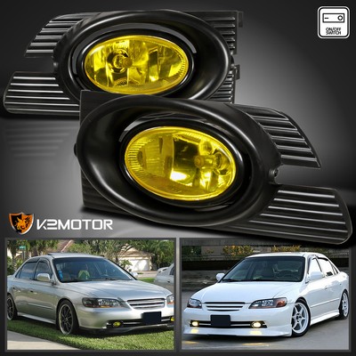 Fits 2001-2002 Honda Accord 4Dr Yellow Bumper Fog Lights Lamp+Switch+Wiring