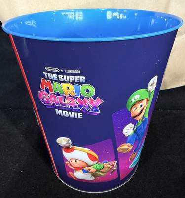 Super Mario Galaxy Movie Theater Tin Blue Popcorn Bucket Bowser