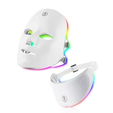 7 Colors LED Facial Mask with Neck Red Light Therapy for Anti-Aging & Skin Care