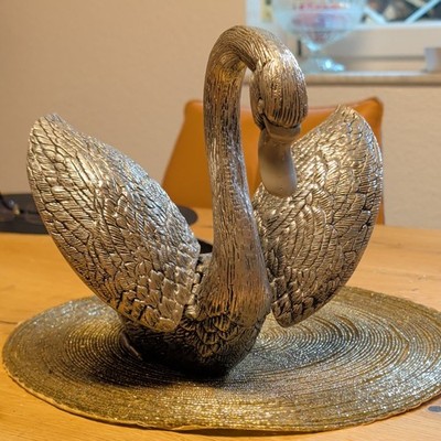 Vintage Gucci Silver Plated Swan Box / Centrepiece, 1970s, Italy.