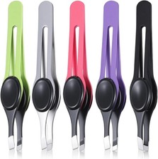 5Pcs Slant Tip Tweezers for Women Facial Hair Wide Grip Slanted Tweezers Non Sli