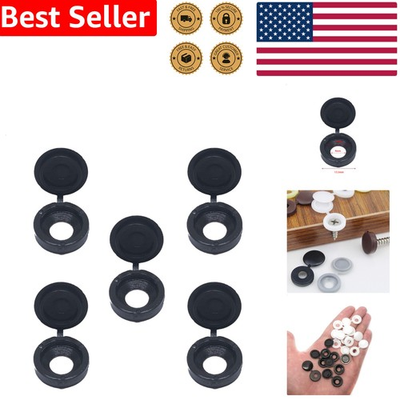 #ad 50pcs Black Plastic Screw Cover Caps Washer Flip Tops for Furniture Fence $8.99