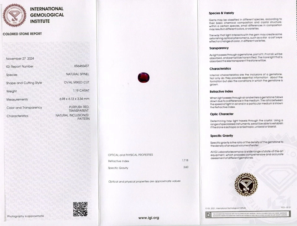 IGI-zertifizierter 1,19 Karat seltener natürlicher lila roter facettierter... - Bild 3 von 4