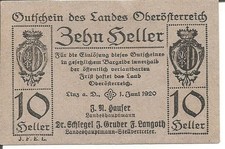 AUSTRIA (LINZ a. DONAU) NOTGELD 10 HELLER 01/06/1920